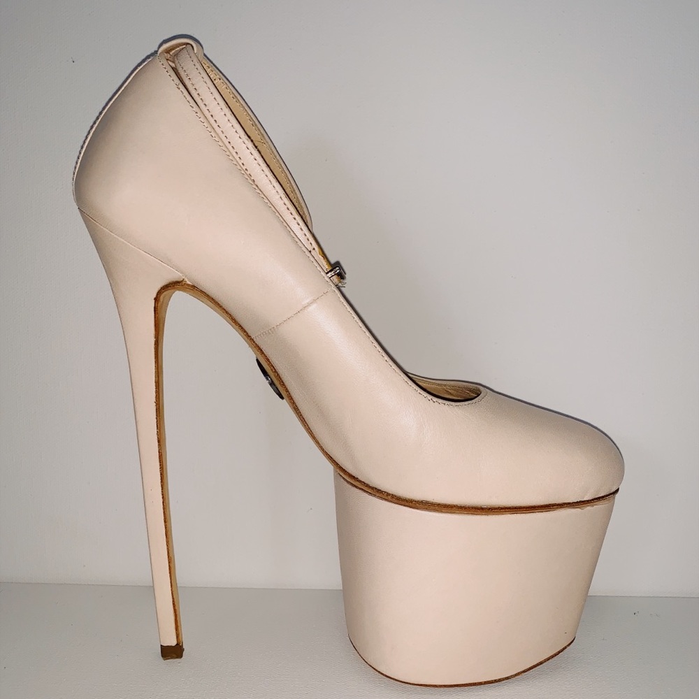 Olcay Gulsen Platform Heel Creme Leather